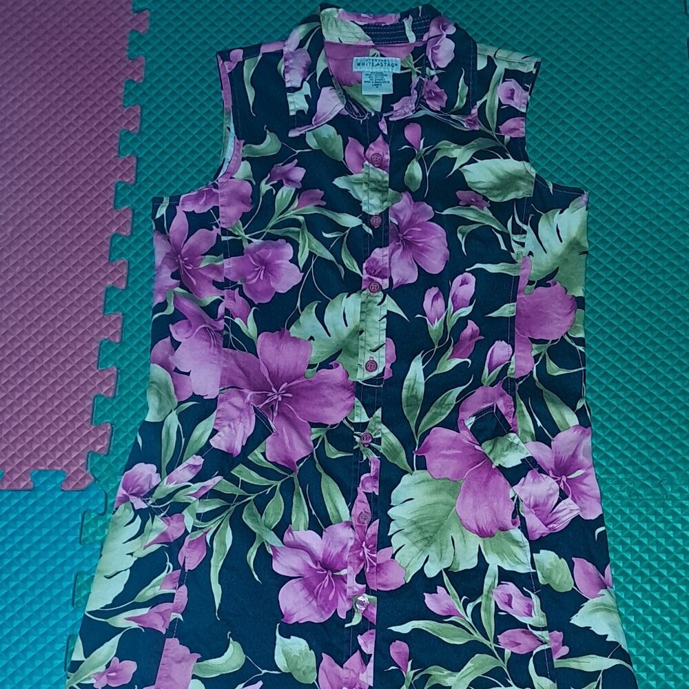 White Stag Stretch Light Weight Sleeveless Floral Dress with Matching Belt